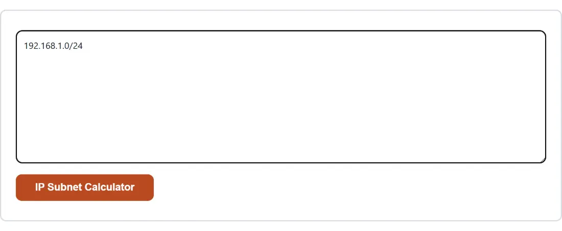 Screenshot of the IP Subnet Calculator tool with the sample input โ192.168.1.0/24โ